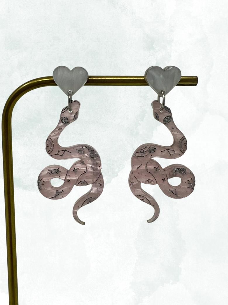 Mystical Snake Earrings (Pink Pearl) product image (1)