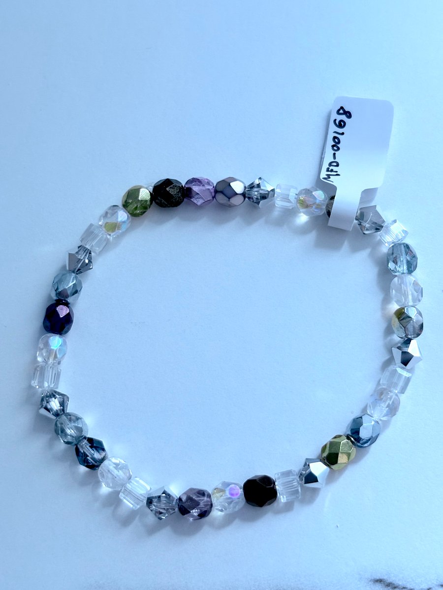 Handmade 8" Clear & Metallic Bead Stretch Bracelet | Coastal Charm Jewelry by Monique Faella Designs™ | MFD-00168 product image (4)