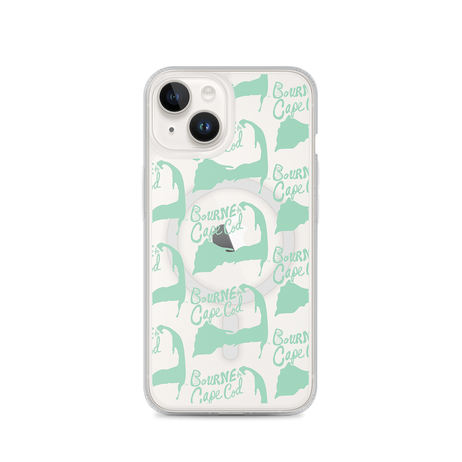 BOURNE to Cape Cod™ | MagSafe® Clear iPhone® Case | Coastal Cool Protection & Style | Vista Blue Green | Repeat Logo product image (1)