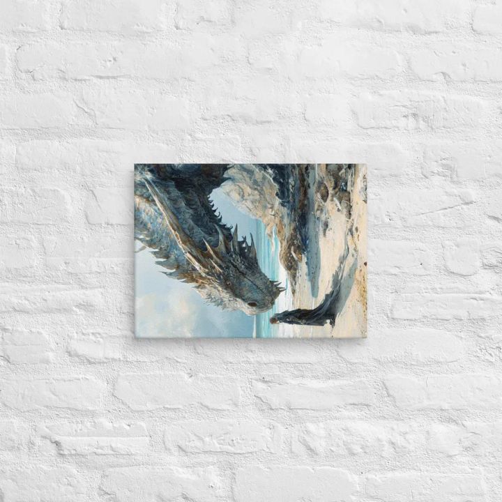 Knight with a giant dragon on a beach - Canvas product image (2)