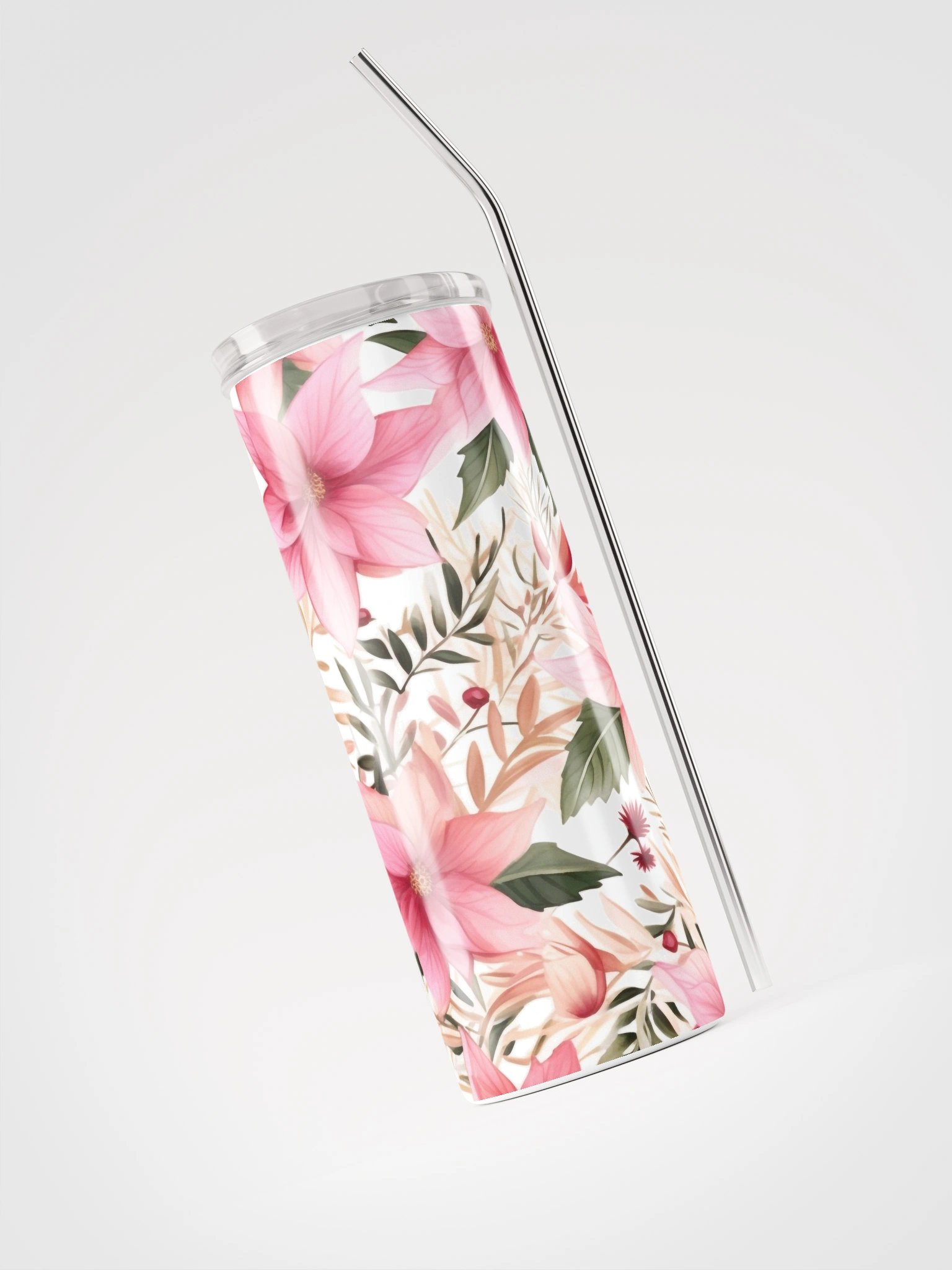Pink Poinsettia Stainless Steel Tumbler product image (3)
