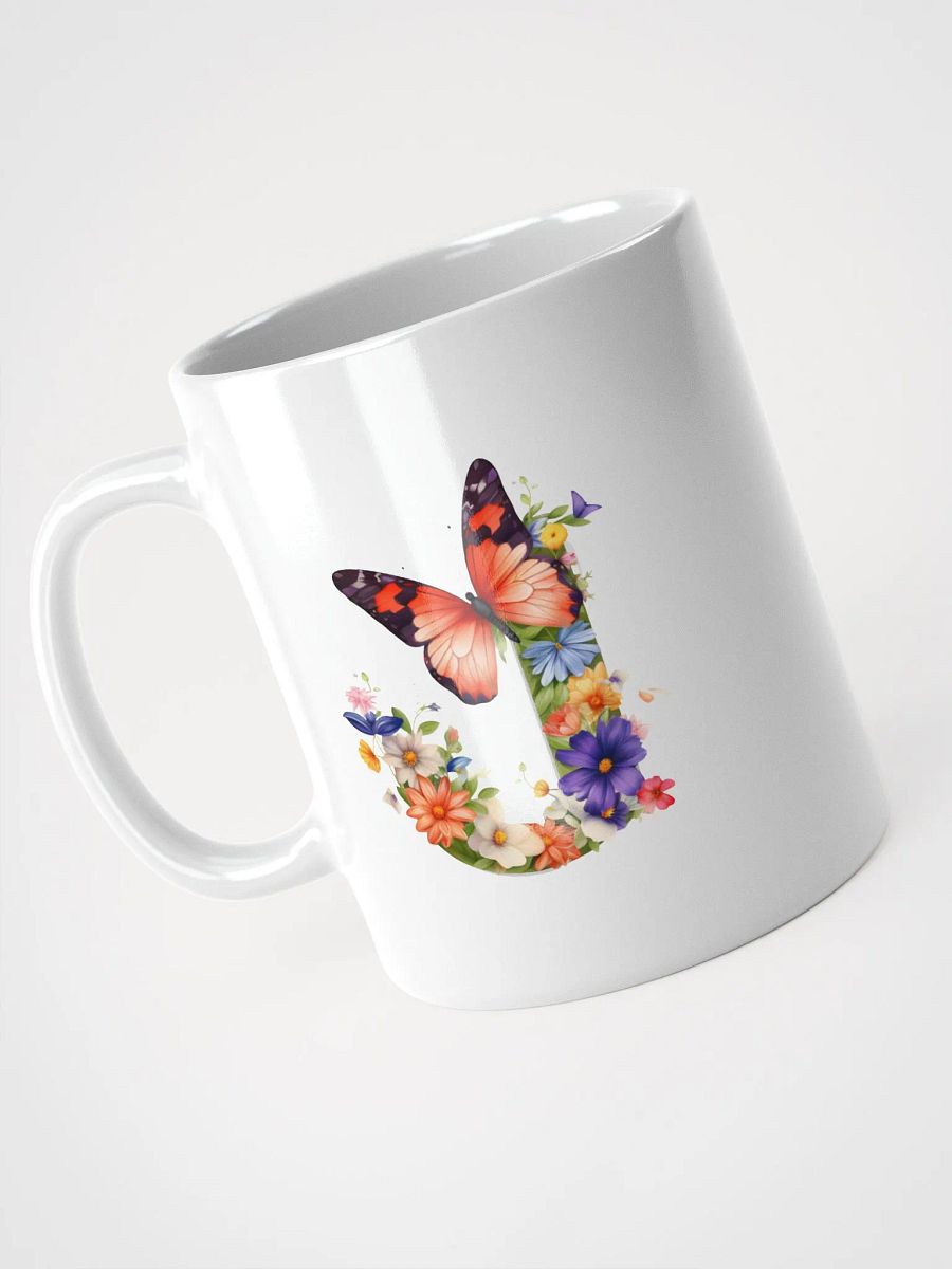 Letter J Monogram Floral Fantasy White Glossy Mug product image (8)