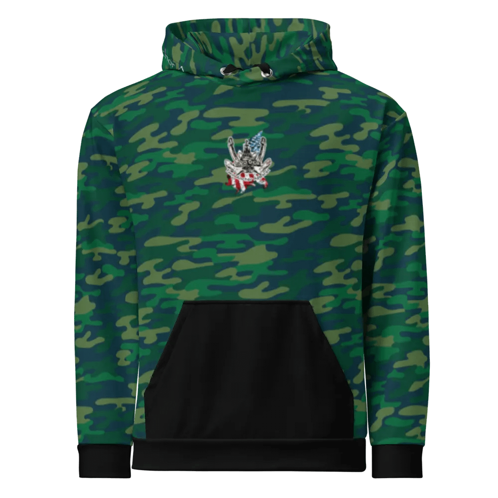 Teal Camouflage Chain Athena Tug & CE Flage Hoodie product image (2)