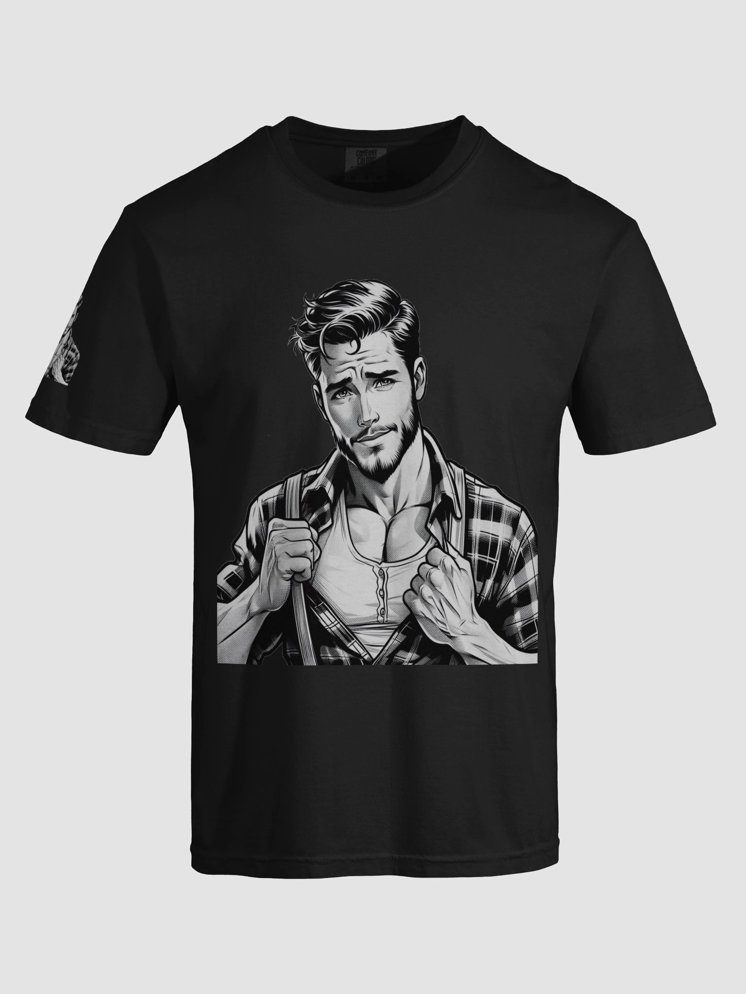 Limited Time Offer Lucky DIP bonus! Gay Lumberjack Muscle Hunk Tom of Finland Tribute LGBTQ Gay Pride Color-In Graphic Design T Shirt. product image (7)