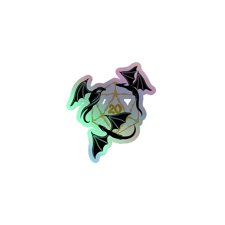 Holographic D20 Sticker – Three Dragons Design product image (1)