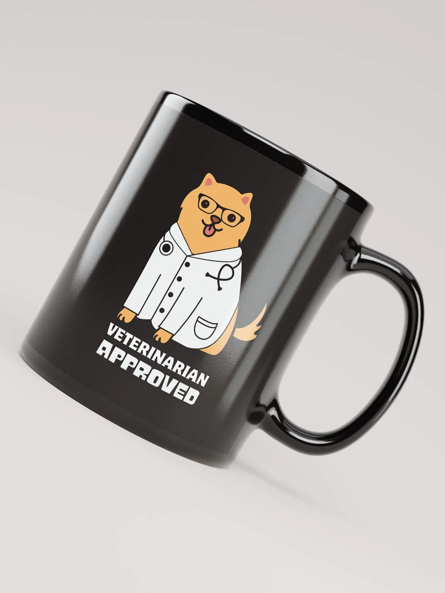 "Veterinarian approbed" black glossy mug product image (2)
