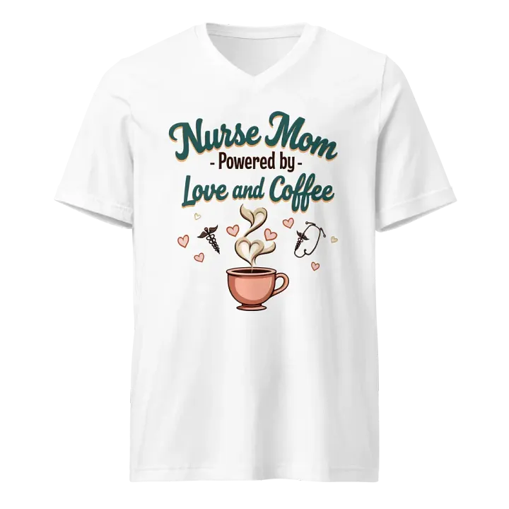 Love & Coffee Nurse Mom V-Neck Tee product image (1)