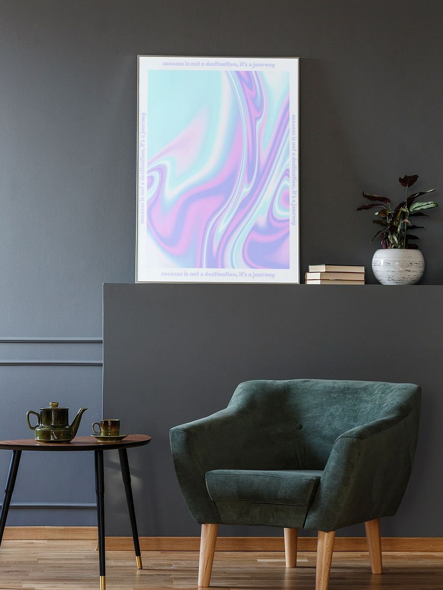 Holographic Success Journey Quote Print, Inspirational Pastel Wall Art, Office Decor, Motivational Poster, Modern Home Aesthetic Artwork product image (2)