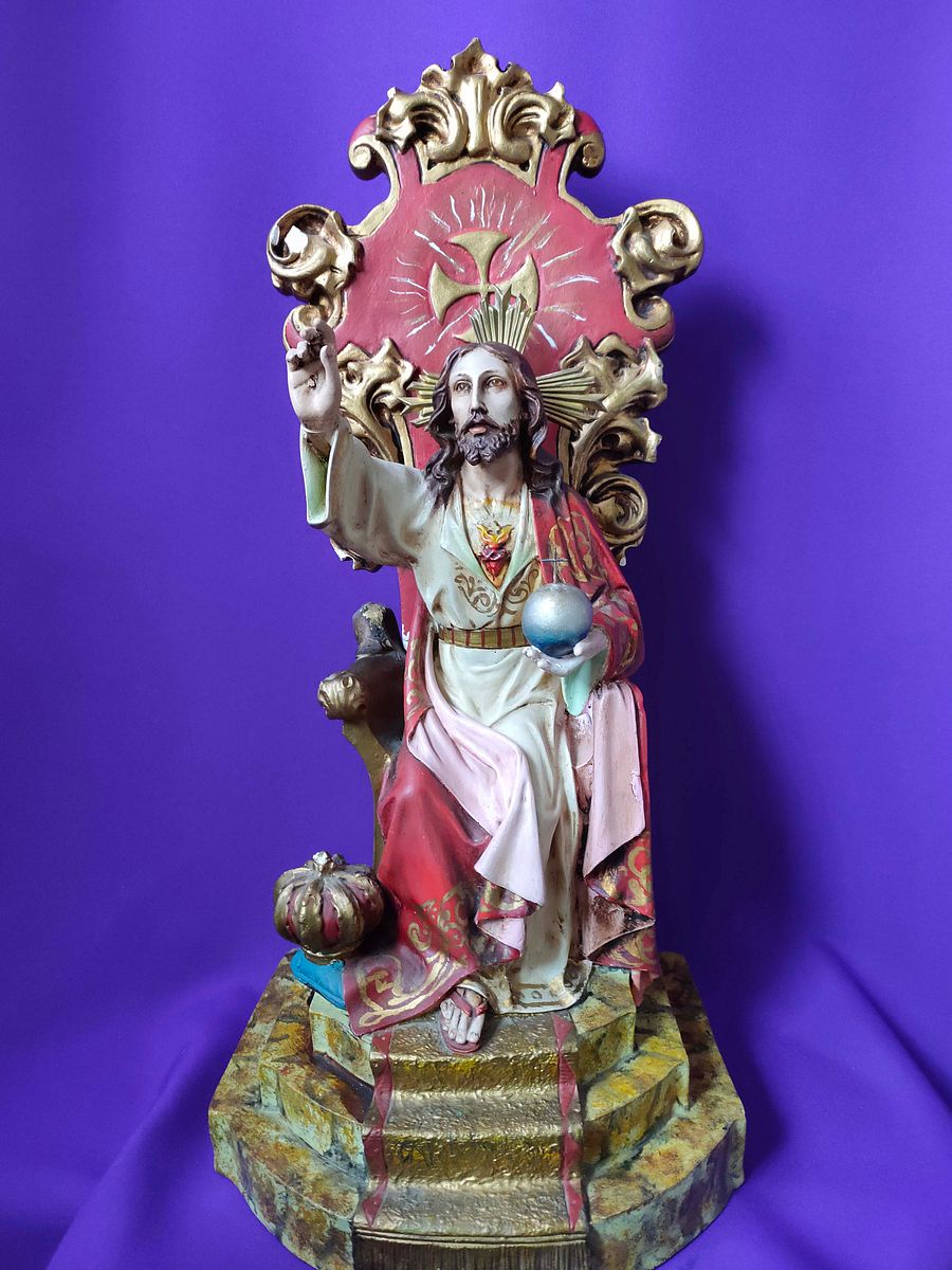 Sagrado Coração de Jesus arte Deco, Estátua Jesus Cristo Sentado, presente família, estátua religiosa product image (1)
