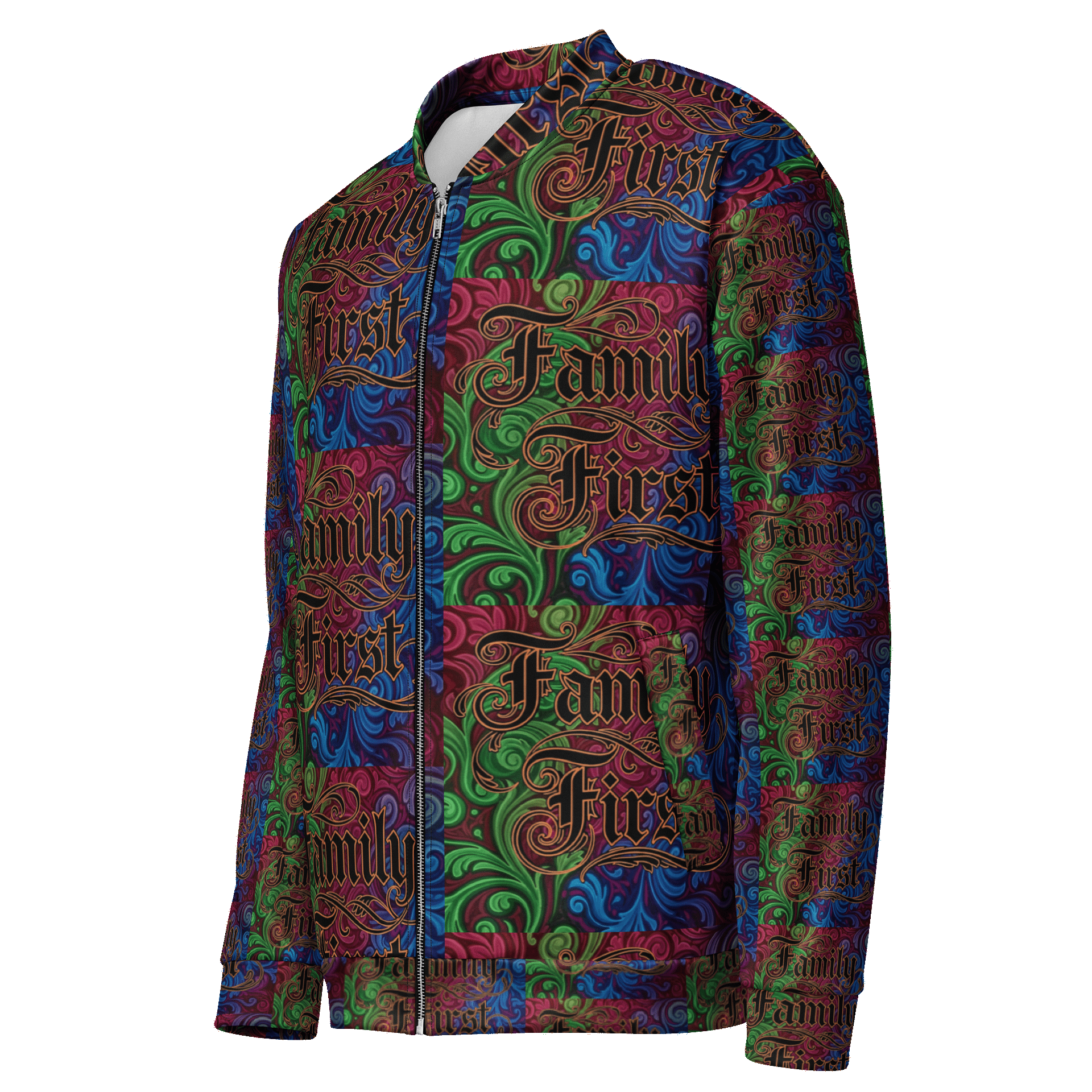 FRESH Unisex Da Culture, Experience Love! Family First Zipper Jacket,All-Over Print Bomber Jacket by D.C.E.L. Chilly Palmer product image (3)