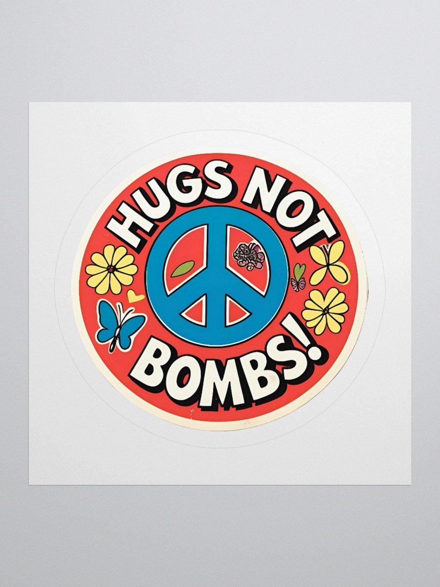 HUGS NOT BOMBS! Retro Kiss Cut Stickers product image (3)