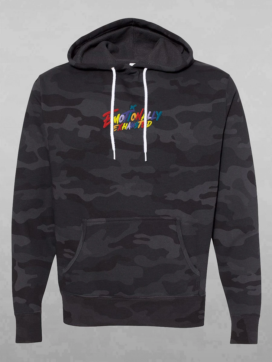 EMOTIONALLY EXHAUSTED HOODIE - BLACK CAMO product image (1)
