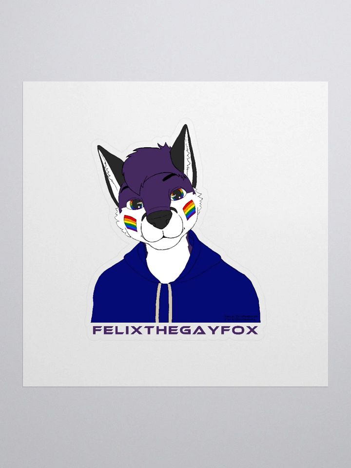FelixTheGayFox - Kiss Cut Sticker (Purple Text) product image (1)