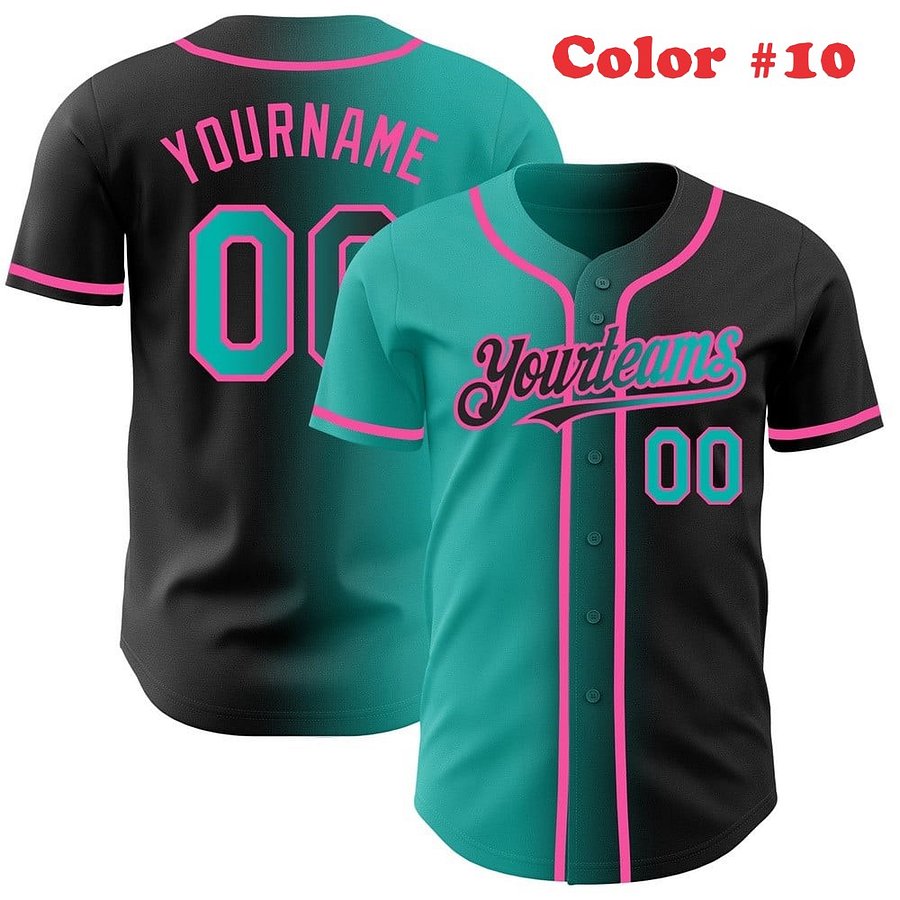 Authentic Gradient Fashion Baseball Jersey Left Right Colors with Line, Personalized Sport Jersey, Two Tones product image (5)