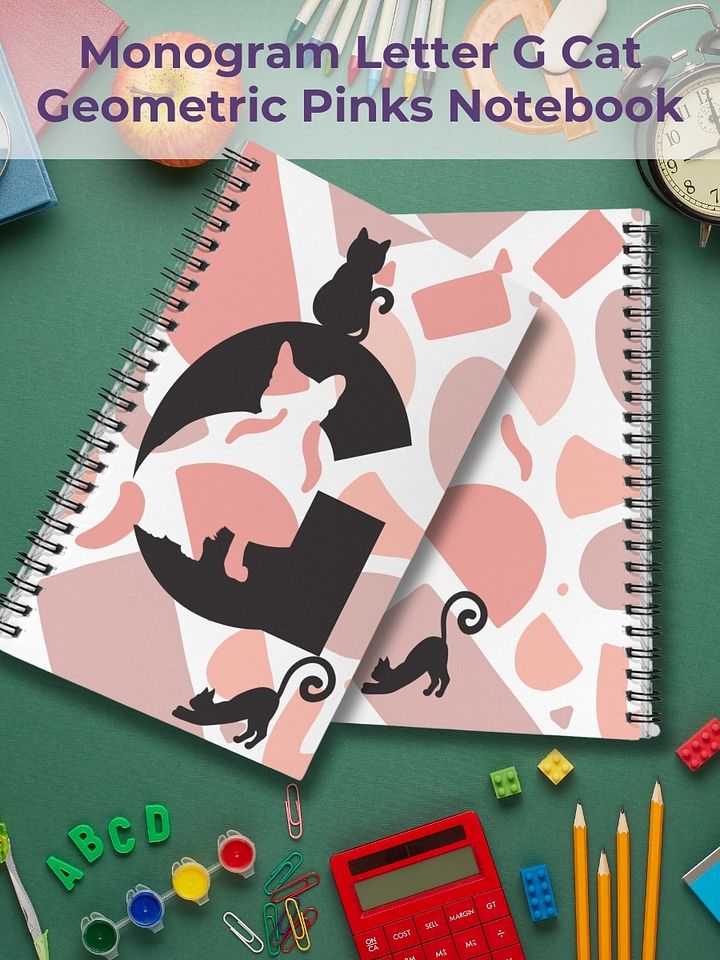 Monogram Letter G Cat Lover Geometric Pinks Notebook product image (1)