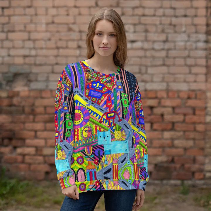 Abstract Colourful Doodle Robots Unisex Sweatshirt product image (1)