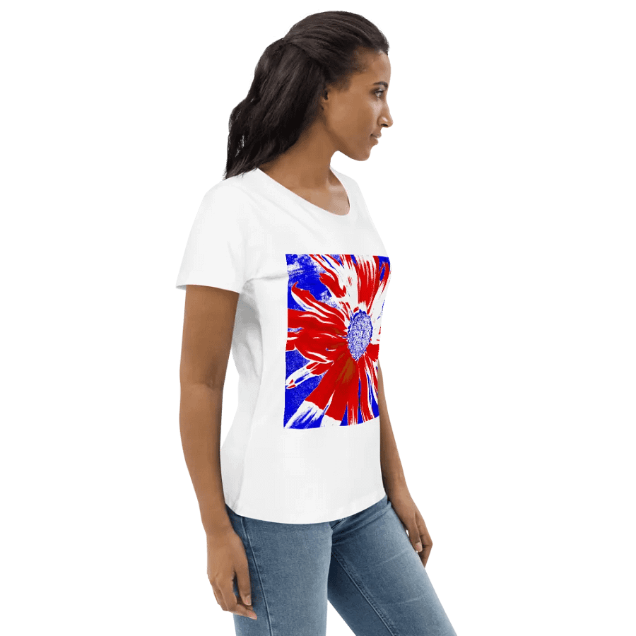 Navy, Red and White Daisy on Navy Abstract Background Women's T Shirt product image (12)