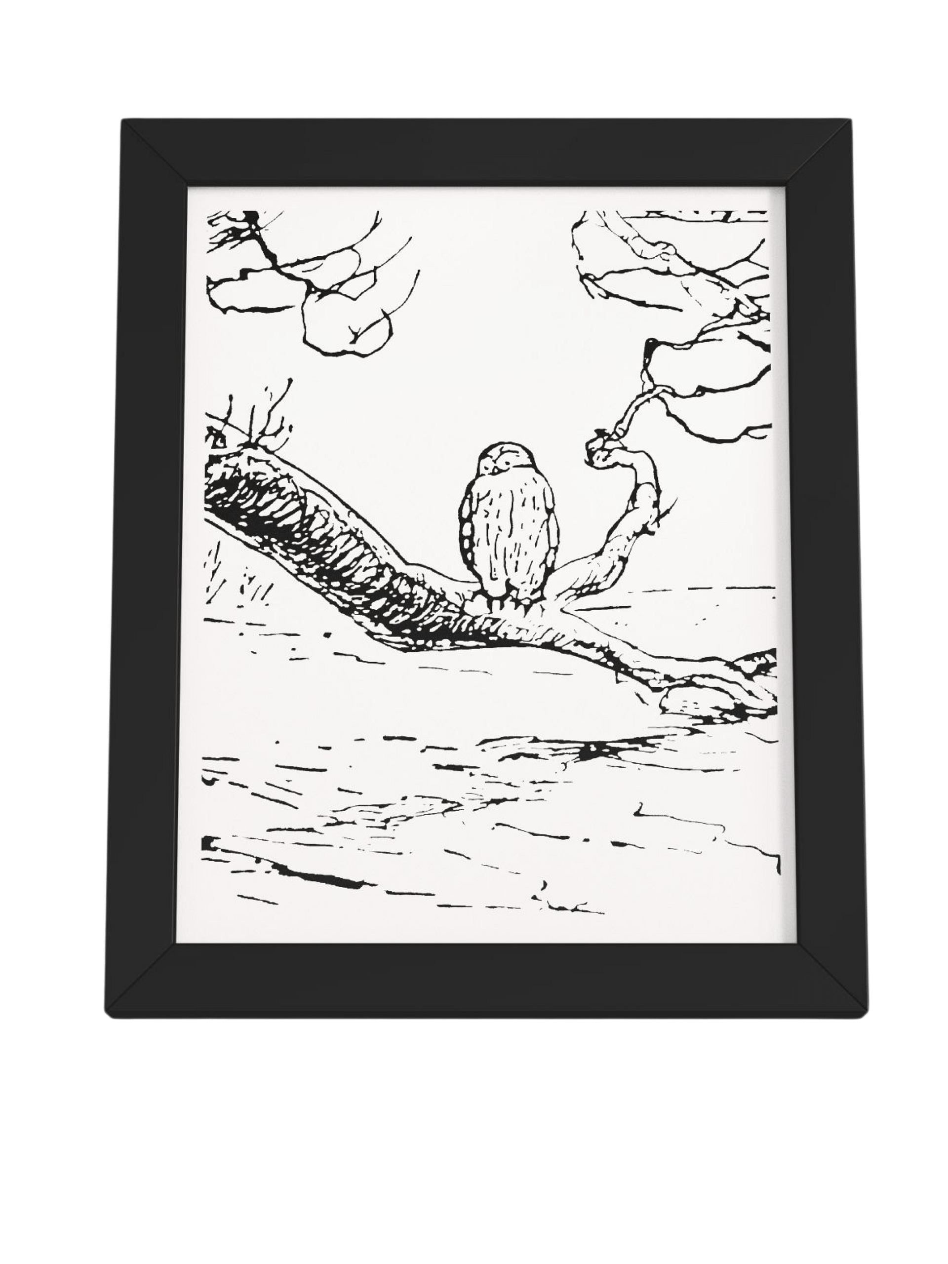 Owl on a Branch Framed Artwork product image (1)