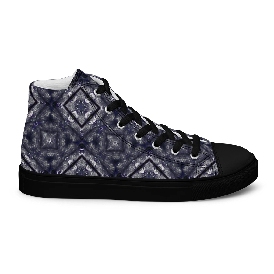 Abstract Dark Monochrome Diamond Men's Black Toe Canvas Shoe High Tops product image (27)