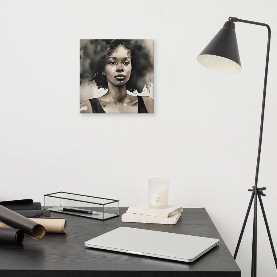 Young Black Woman Watercolour Portrait Wall Art product image (12)