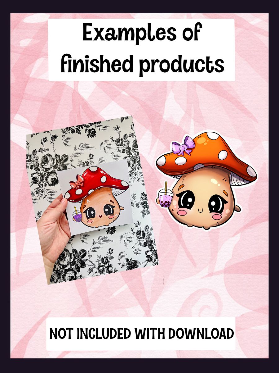 Boba Mushroom line art Digital download product image (2)