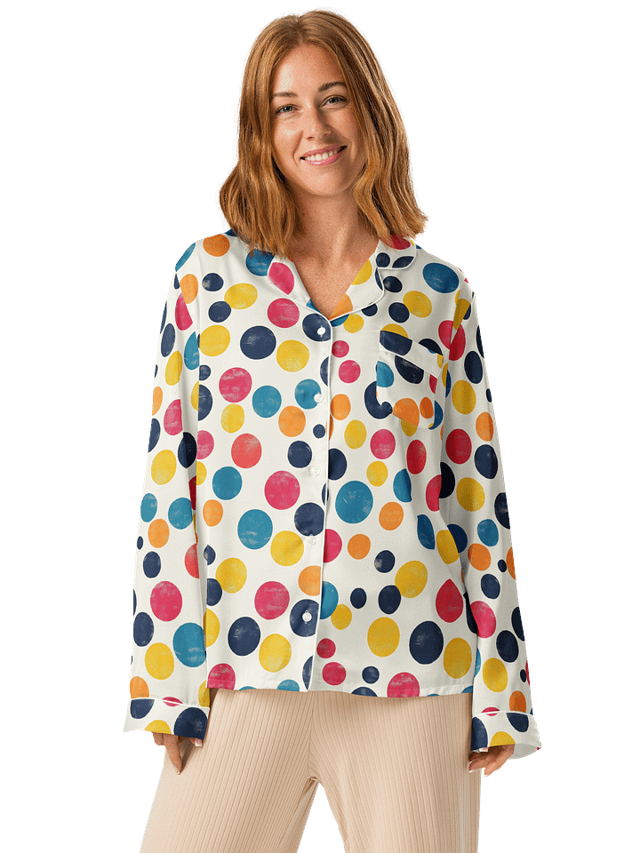 Polka Dot Illusion Vintage Retro Women's Long Sleeve Pajama Top product image (2)
