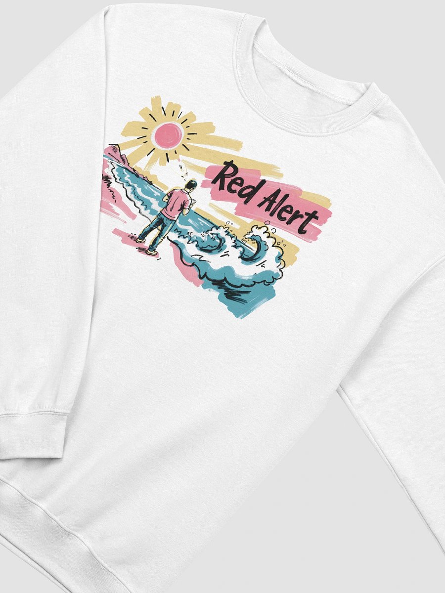 Red Alert Beach Art Print – Sunset Danger Warning Sweatshirt product image (18)