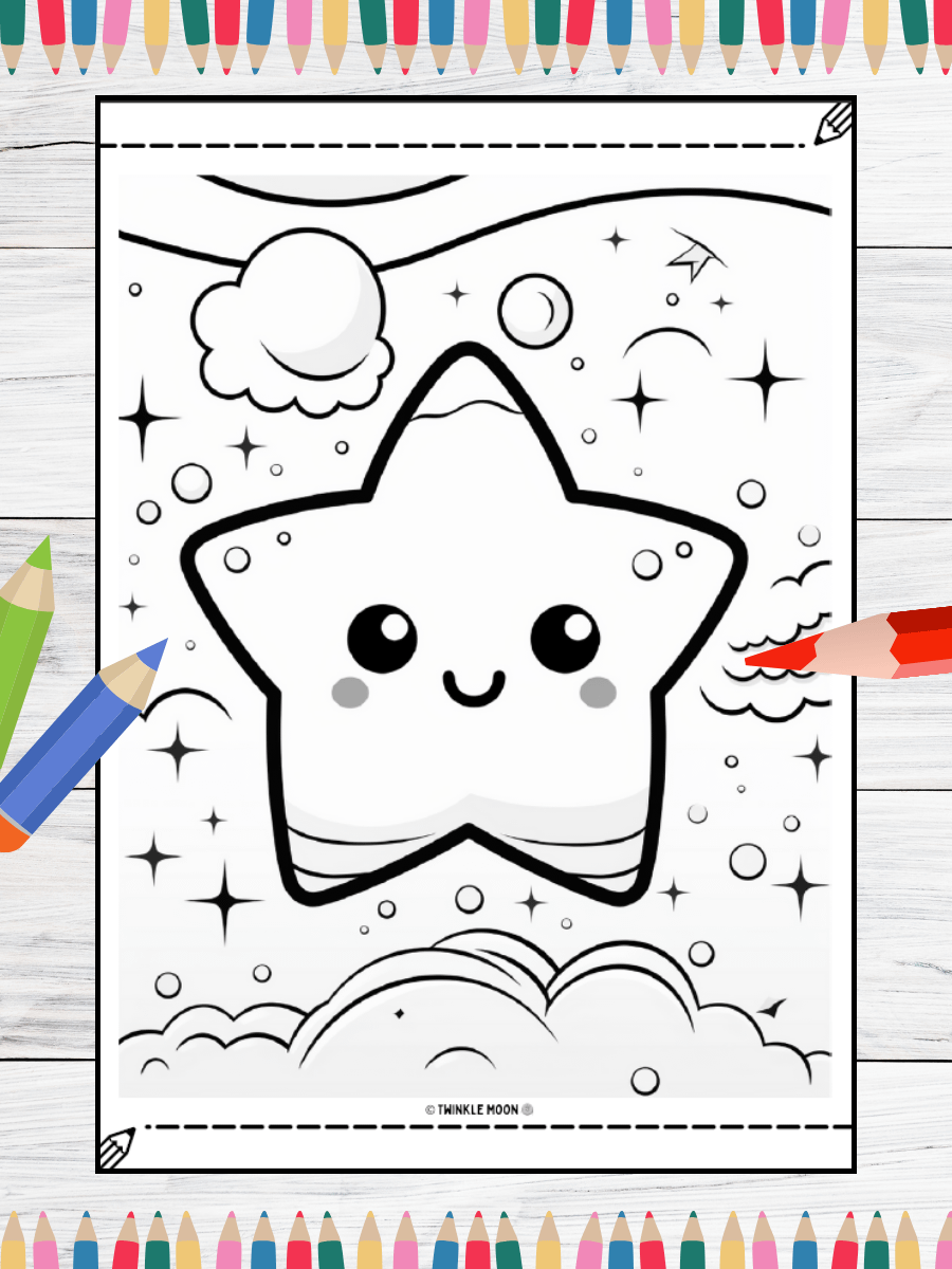 20 Cute Kawaii Space Coloring Pages#4 (PDF Coloring Pages) product image (3)