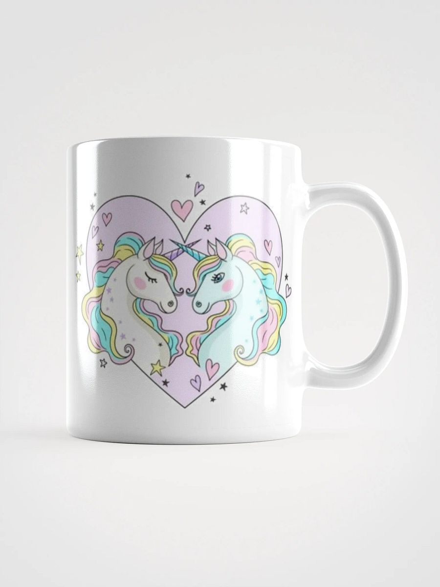 White Glossy Mug Cute Horses product image (1)