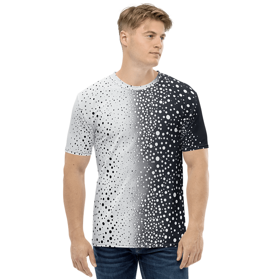 "Eclipse" - Black & White Dotted Fade All-Over Print Tee product image (1)