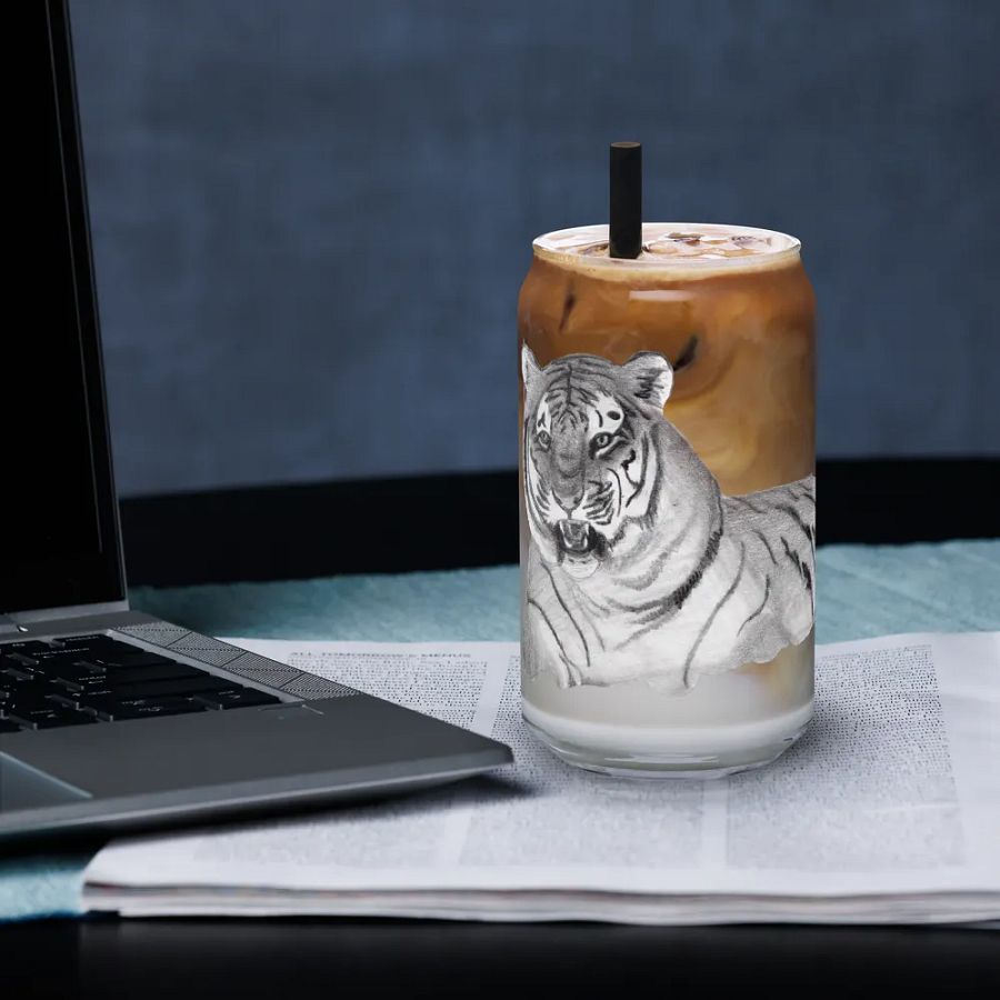 Tiger Drawing Glass Can Cup product image (33)
