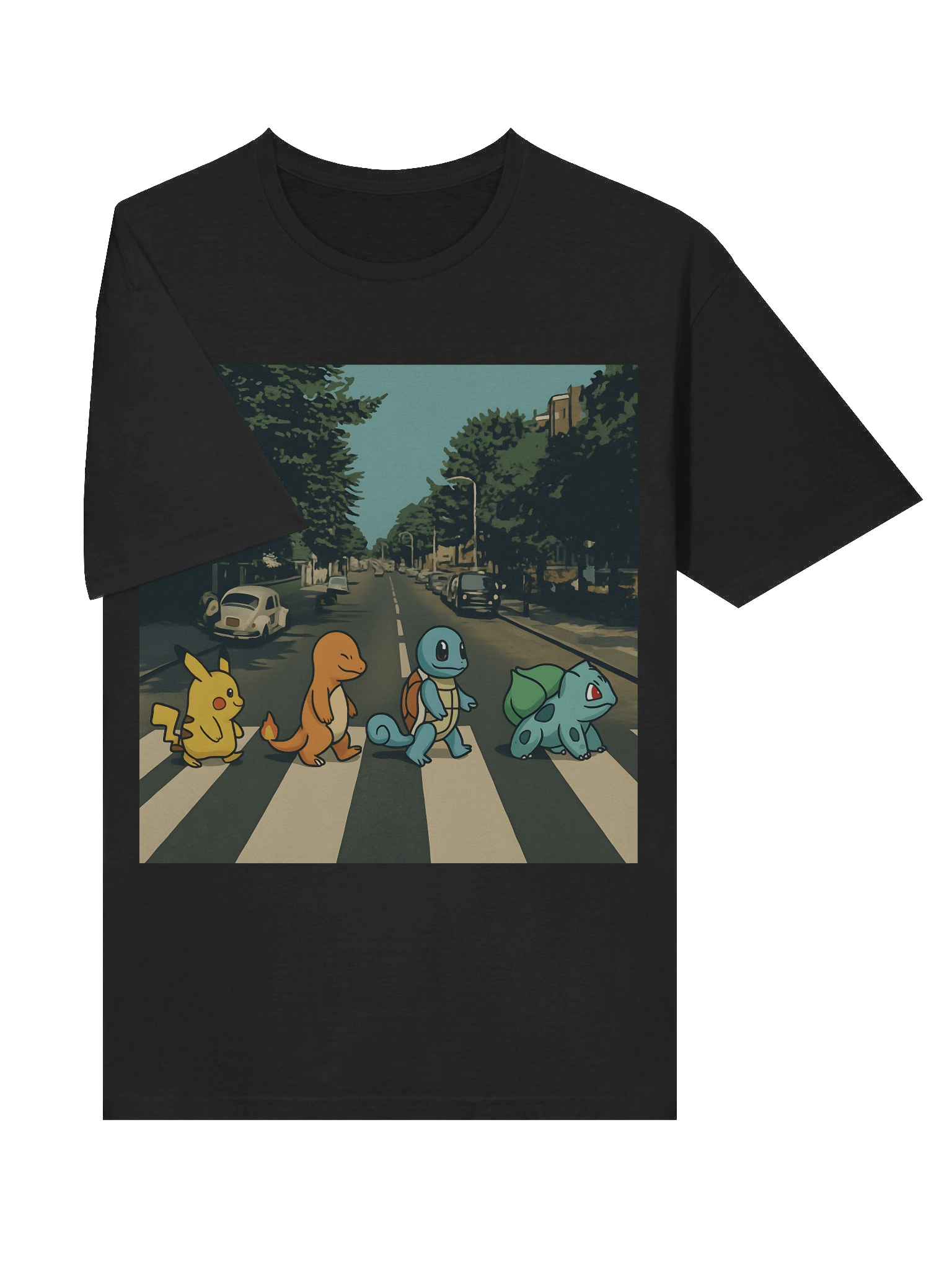 🚦 Abbey Road Pokémon Parody T-Shirt – Pikachu, Charmander, Squirtle & Bulbasaur Cross the Street product image (5)