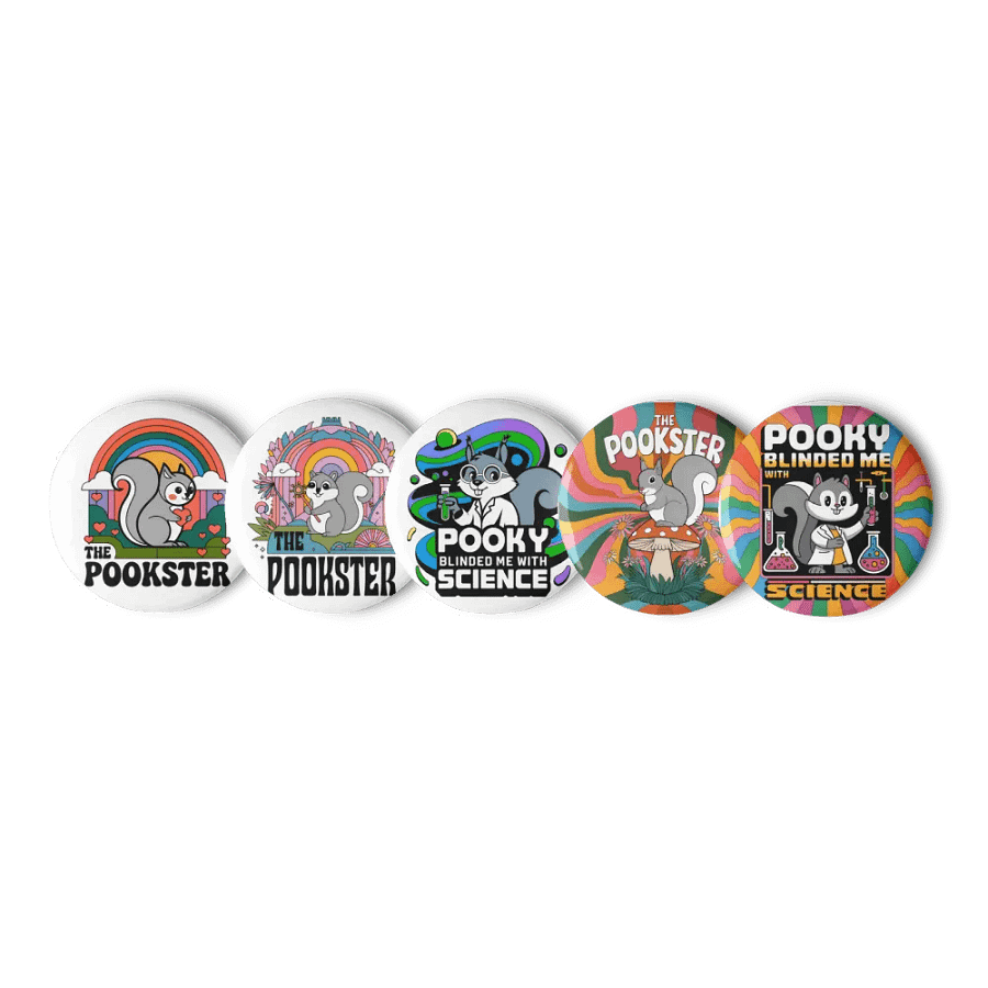 Original Pooky Artwork Buttons: Set of Five -I product image (1)