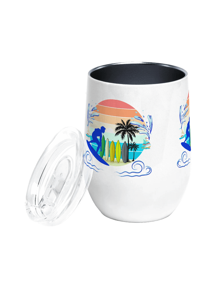 Sunset Surfer Wine Tumbler gift for surfer friends sons dads colleagues product image (2)