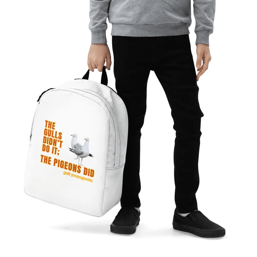 The Gulls Didn't Do it; The Pigeons Did - Gull propaganda minimalist backpack product image (7)