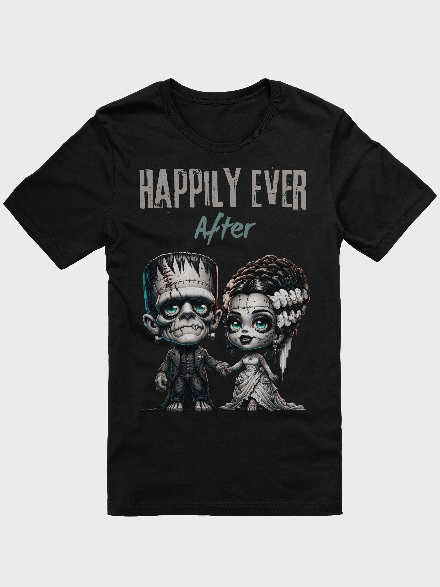 Happily Ever After Cartoon Frankenstein and Bride T-Shirt product image (1)
