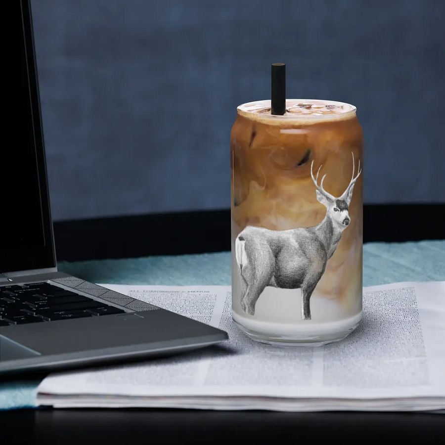 Deer Drawing Glass Can Cup product image (33)