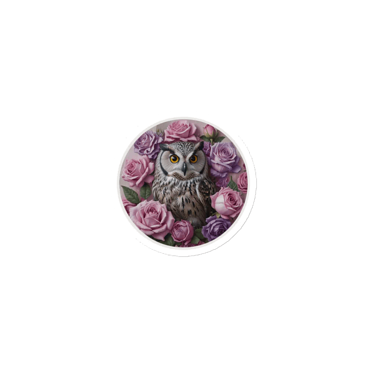Whimsical Owl and Roses Die-Cut Magnets product image (1)