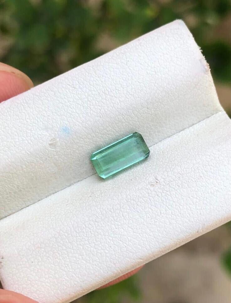 TOURMALINE EMERALD CUT LITE GREEN GEMSTONE FOR RING FATHER'S DAY GIFT, 1.30 CRT product image (3)