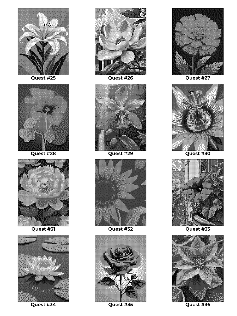 Pixel-Perfect Flowers Coloring Book: Pixel Art Color By Number with 36 Illustrations product image (7)