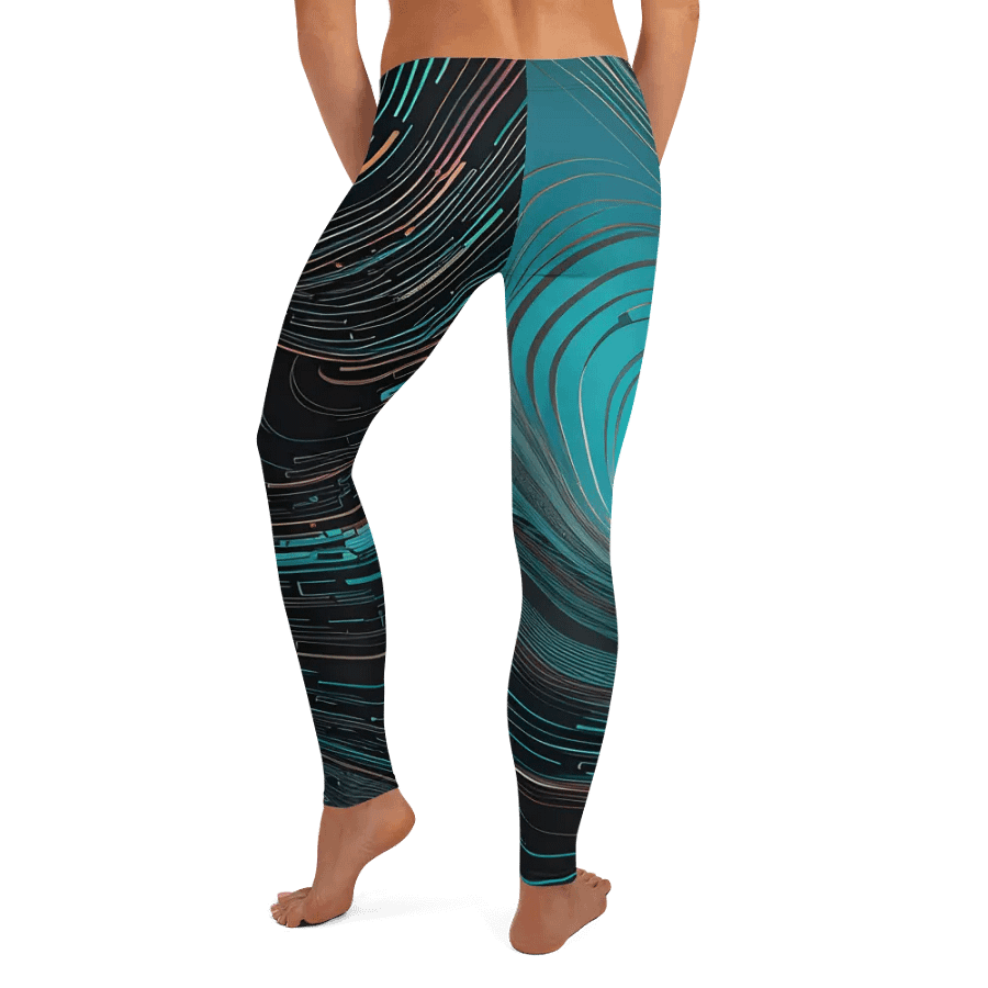 Abstract Psychedelic Neon Blue Motion All-Over Print Leggings product image (9)