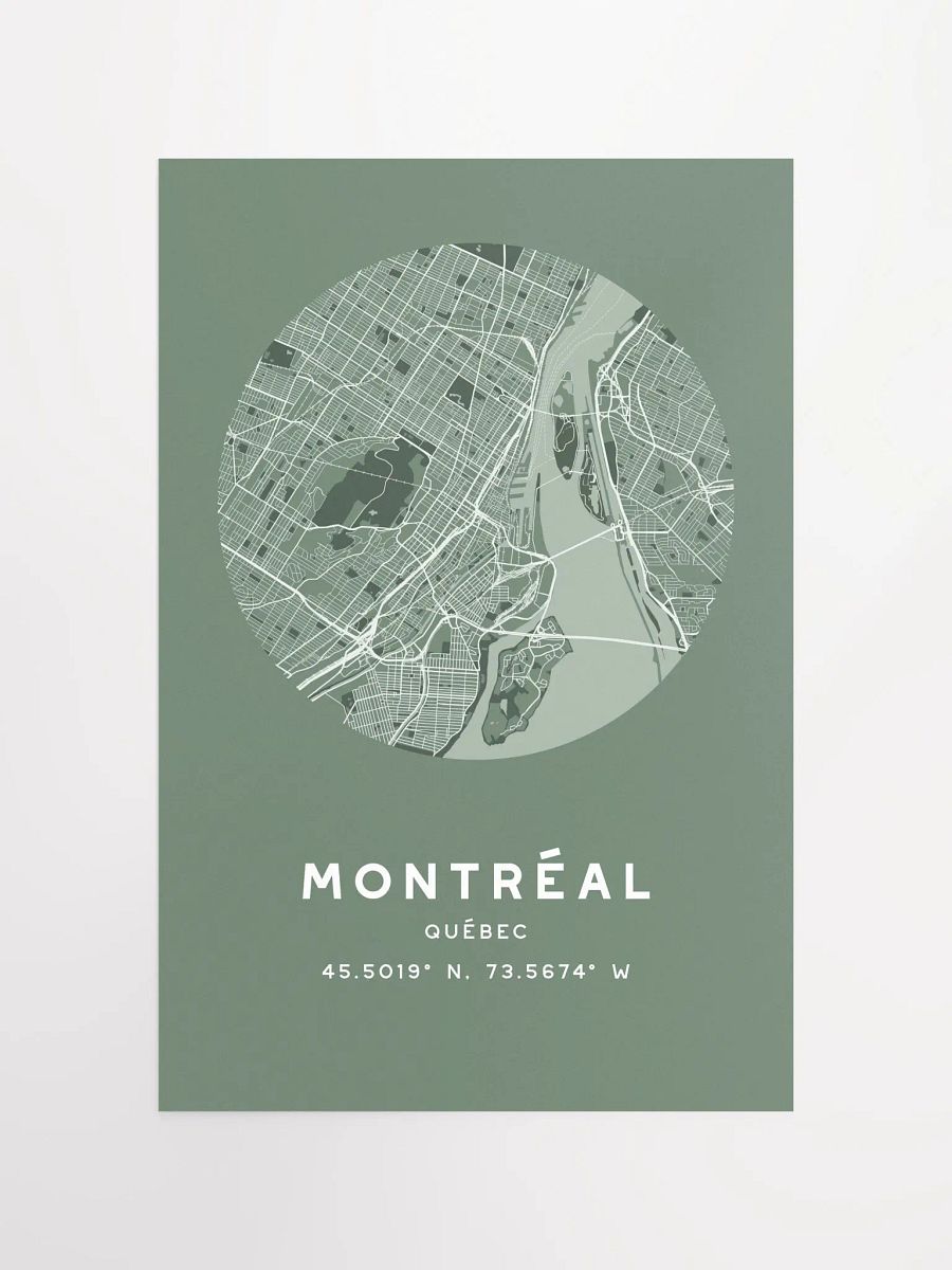 Montreal Street Map Poster – Sage Green Minimalist Circular City Art product image (4)