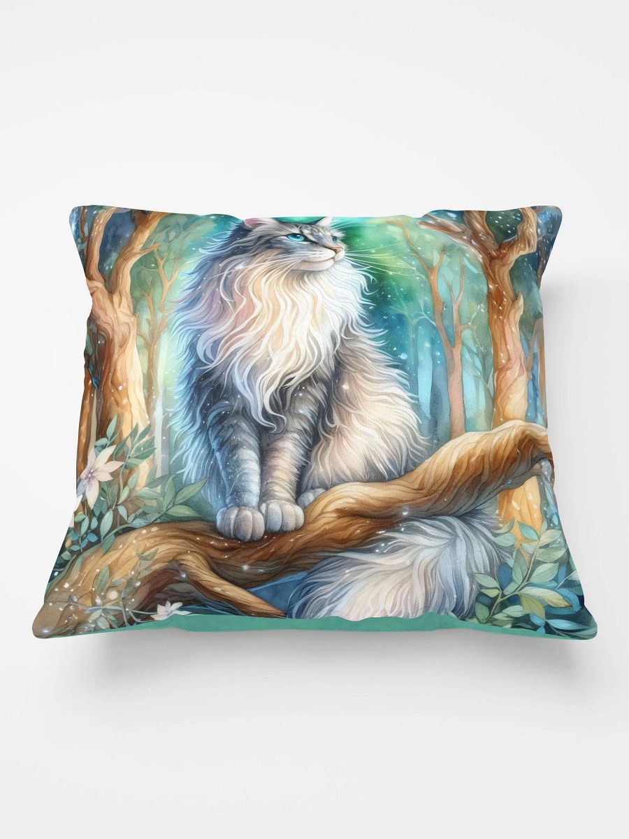 Majestic Cat in a Mystical Forest Pillow product image (3)