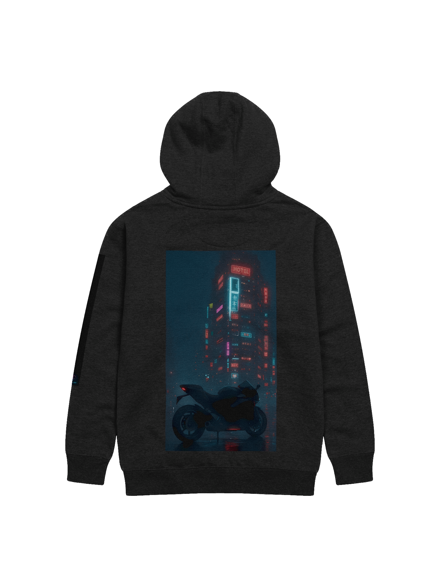 Neon Glow Cyberpunk Unisex Hoodie - 65% Cotton Blend Heavyweight Pullover Sweatshirt with Futuristic Streetwear Design product image (2)