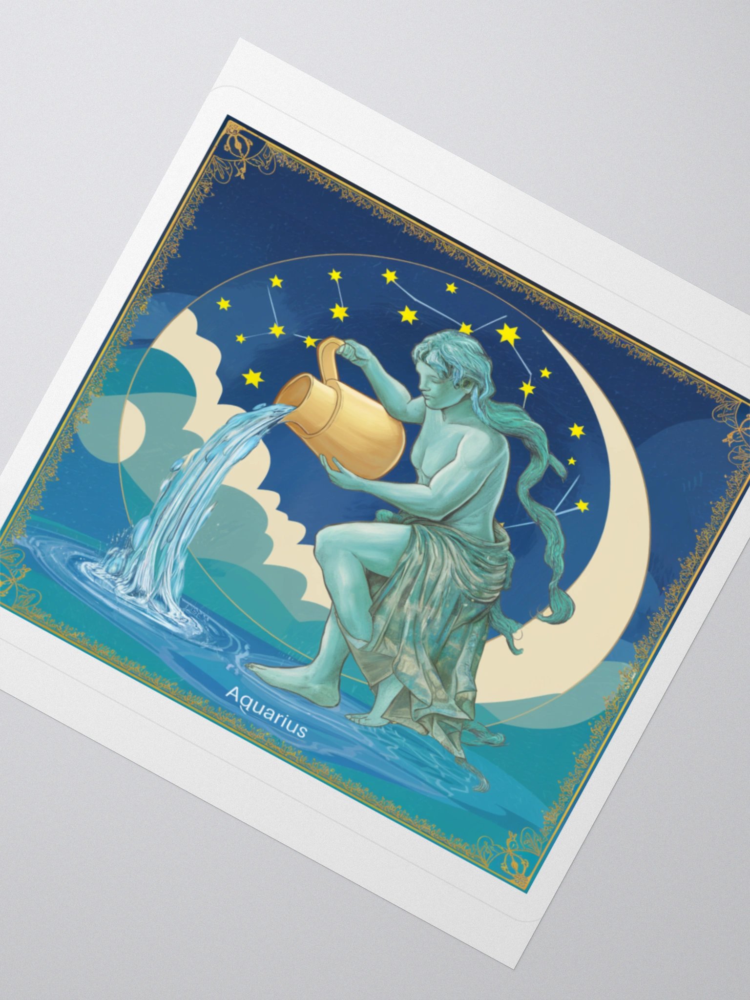 Aquarius Celestial Water-Bearer Vinyl Sticker - Exclusive Zodiac Art product image (5)