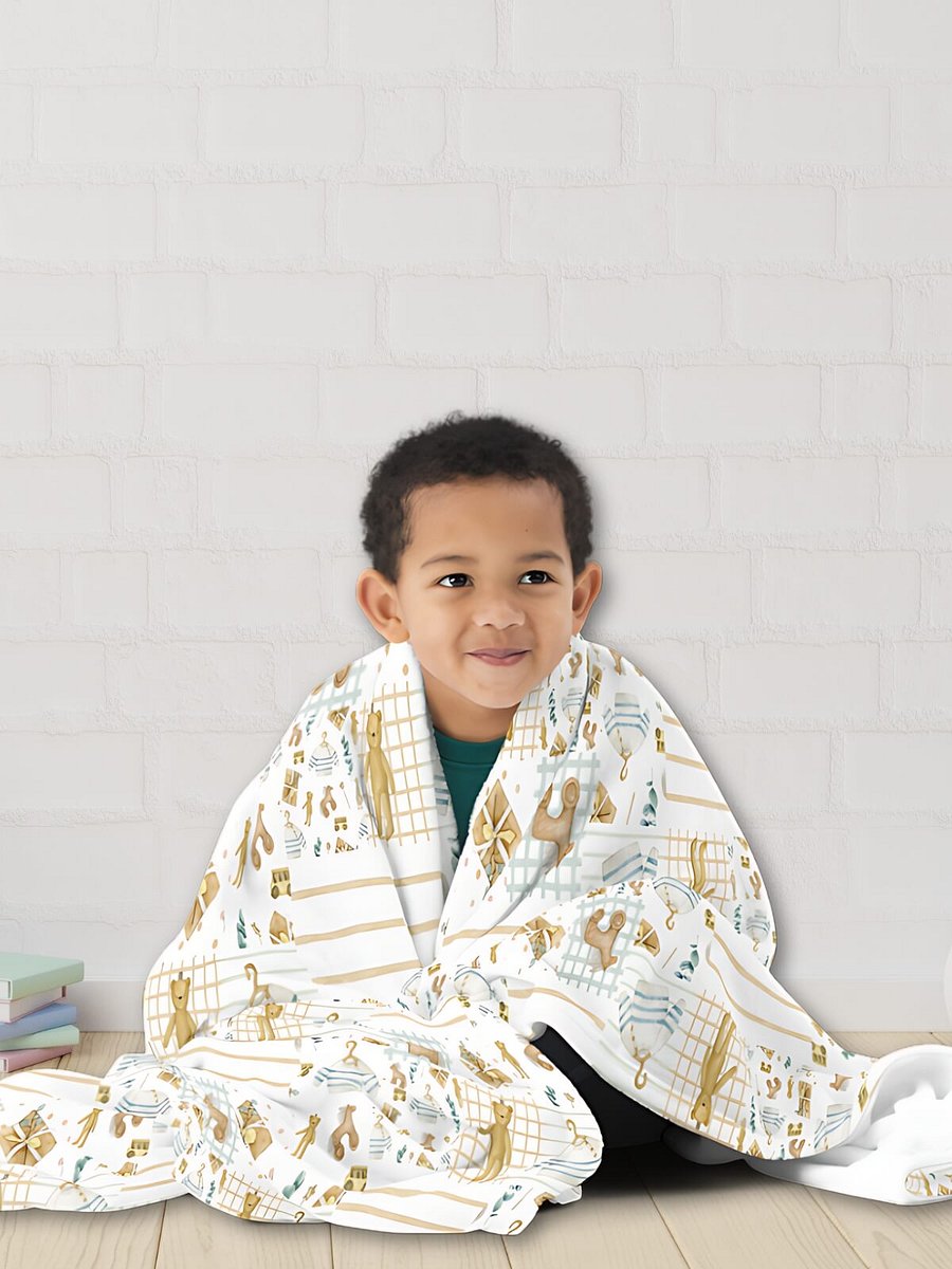 Sweet Eucalyptus Watercolor Baby Patchwork Throw Blanket product image (2)