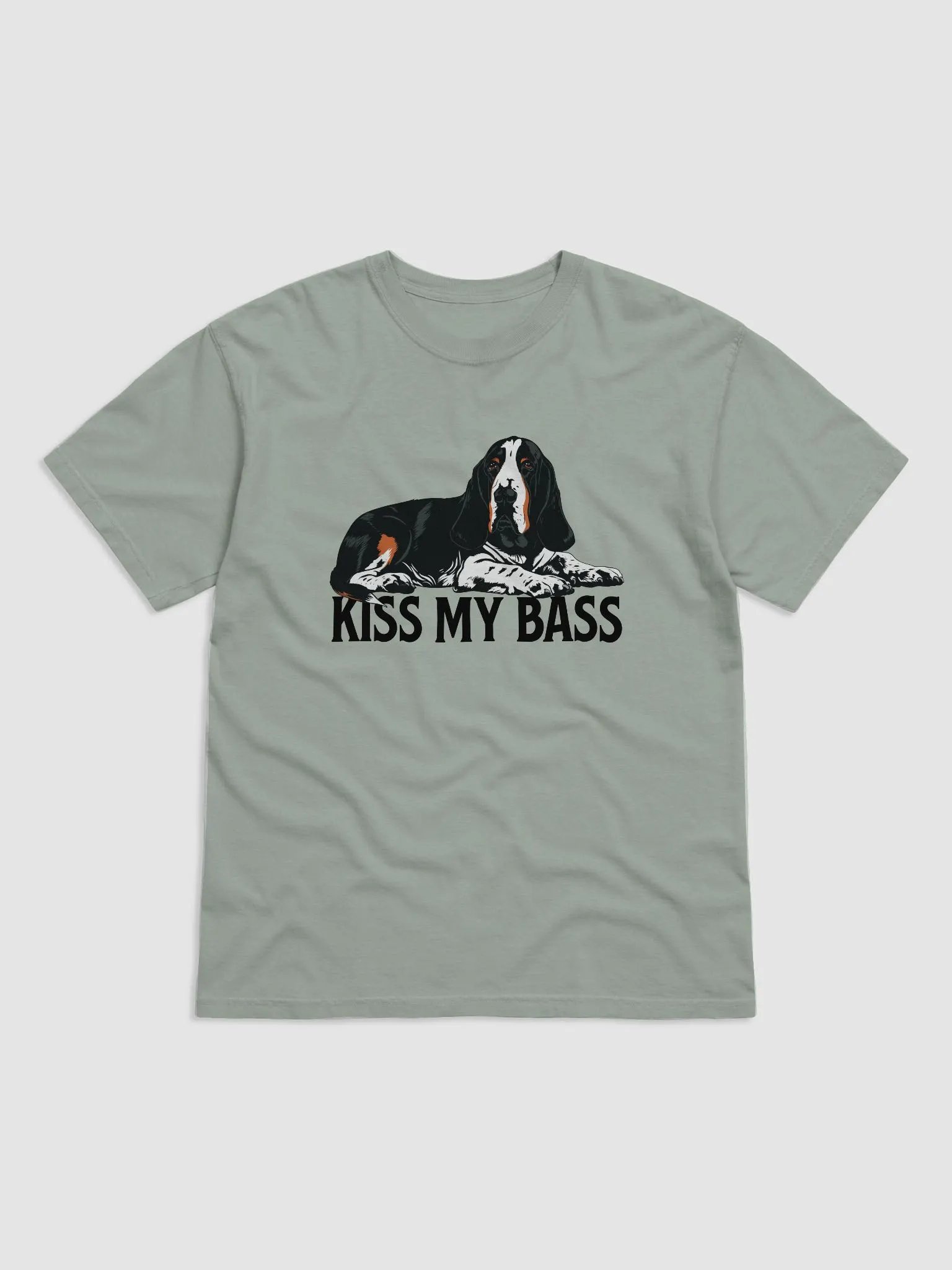 Kiss My Bass (Tricolor) T-Shirt | Funny T-Shirt for Basset Hound Owners product image (4)