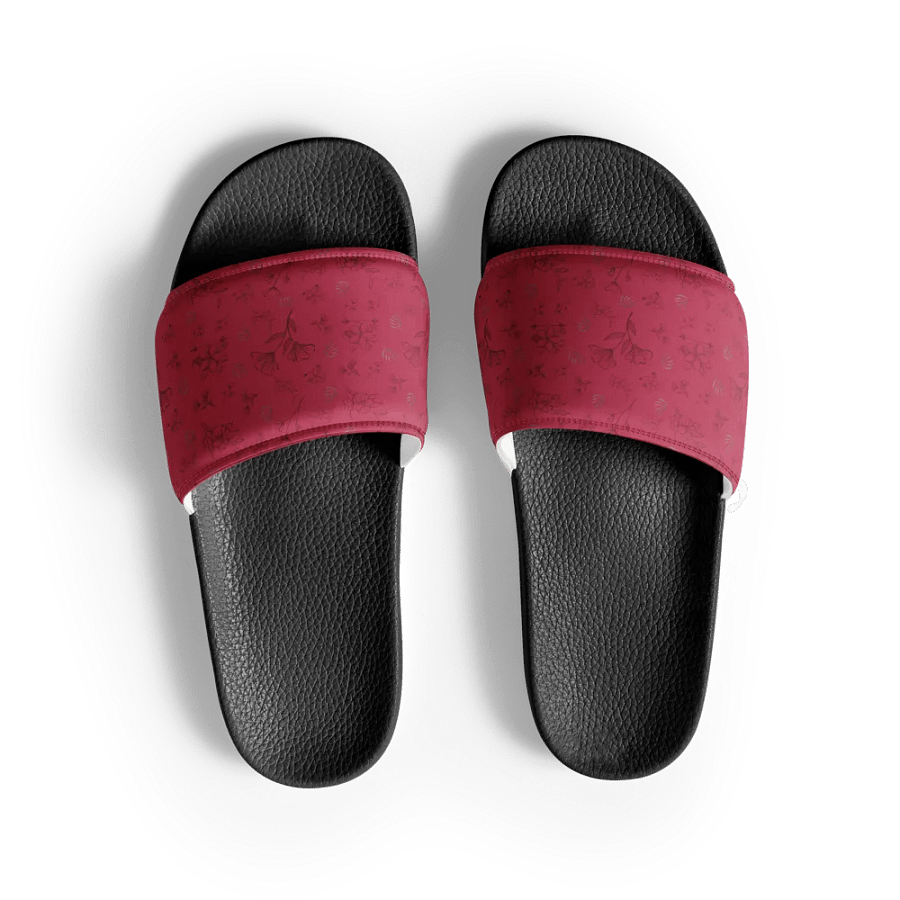 Gold Leaves and Chocolate Flowers Magenta Women's Slides product image (3)