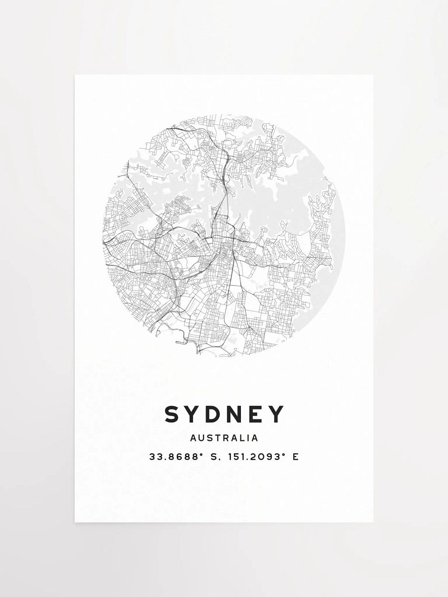 Sydney Street Map Poster – White Minimalist Circular City Art product image (4)