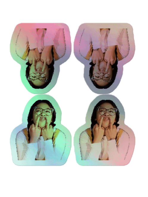 Missy finger emote holographic stickers product image (1)